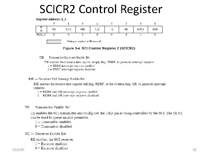 SCICR 2 Control Register 10/3/2020 Intro to Lab 3 52 