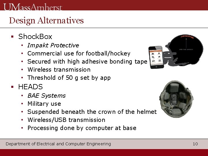 Design Alternatives Shock. Box • • • Impakt Protective Commercial use for football/hockey Secured