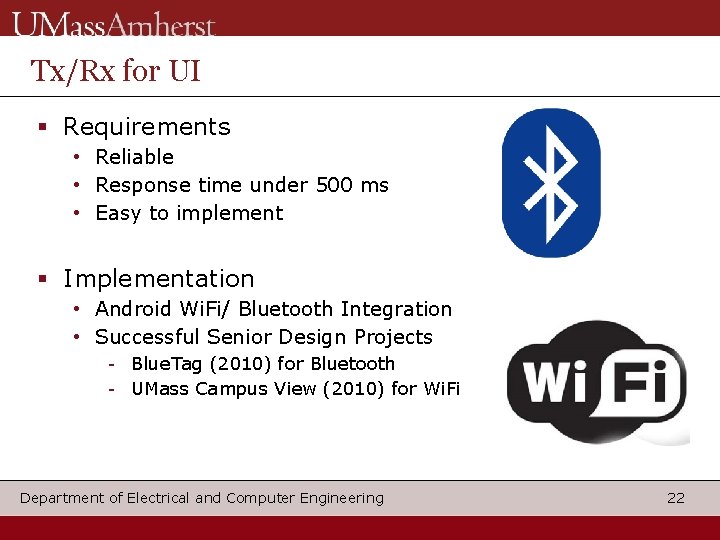 Tx/Rx for UI Requirements • Reliable • Response time under 500 ms • Easy