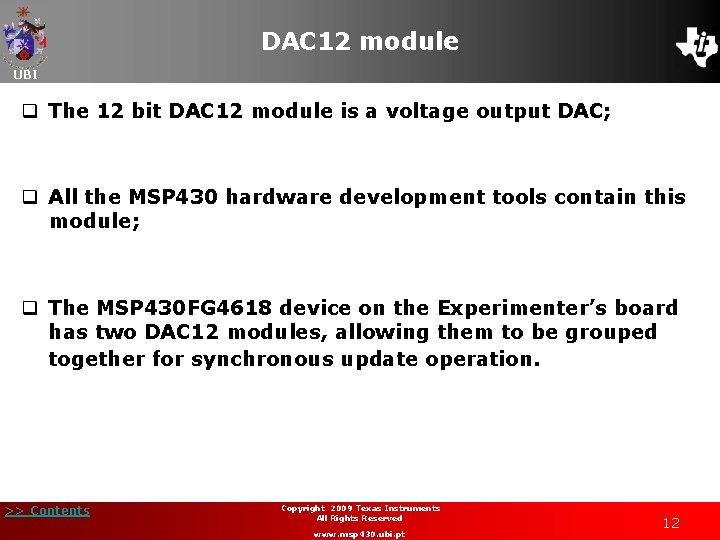 DAC 12 module UBI q The 12 bit DAC 12 module is a voltage