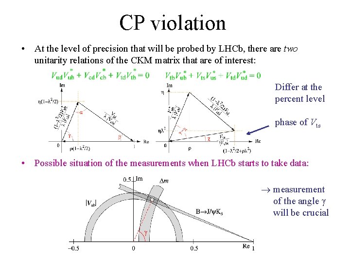 CP violation • At the level of precision that will be probed by LHCb,