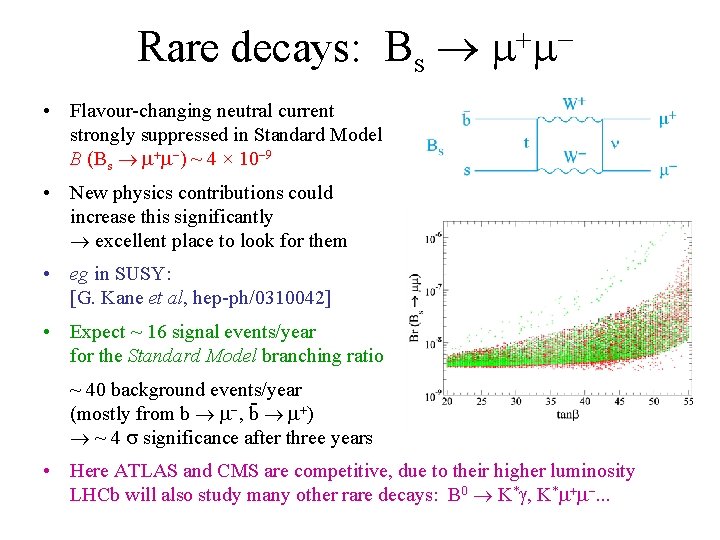 Rare decays: Bs mm • Flavour-changing neutral current strongly suppressed in Standard Model B