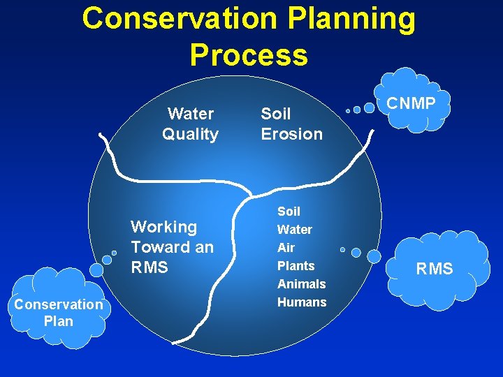 Conservation Planning Process Water Quality Working Toward an RMS Conservation Plan Soil Erosion Soil