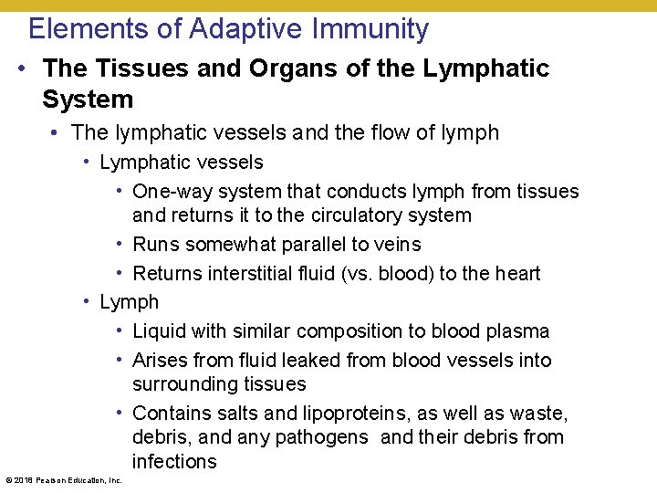Elements of Adaptive Immunity • The Tissues and Organs of the Lymphatic System •