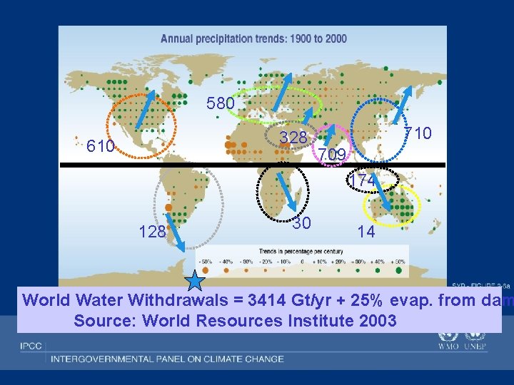 580 328 610 709 174 128 30 14 World Water Withdrawals = 3414 Gt/yr