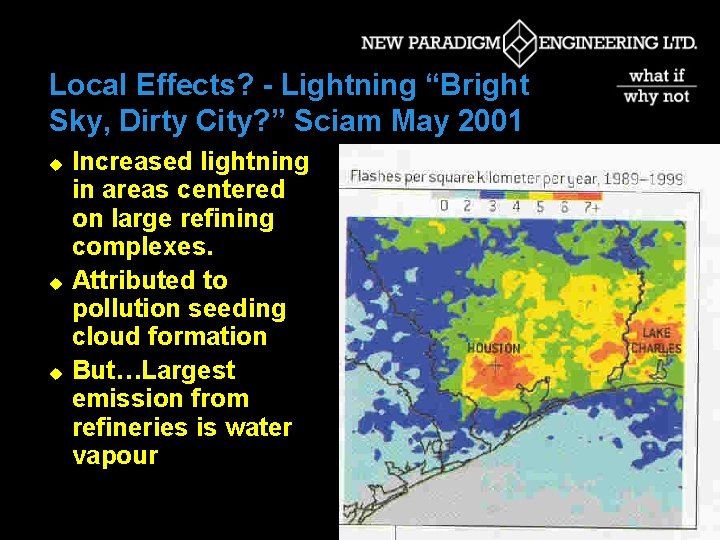 Local Effects? - Lightning “Bright Sky, Dirty City? ” Sciam May 2001 u u