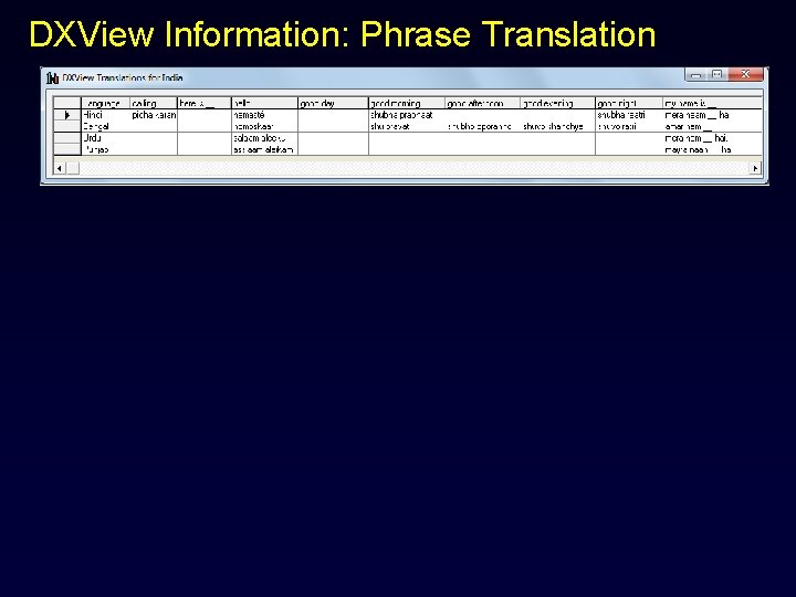 DXView Information: Phrase Translation 