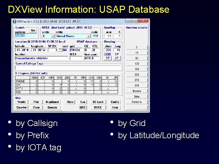 DXView Information: USAP Database • • • by Callsign by Prefix by IOTA tag