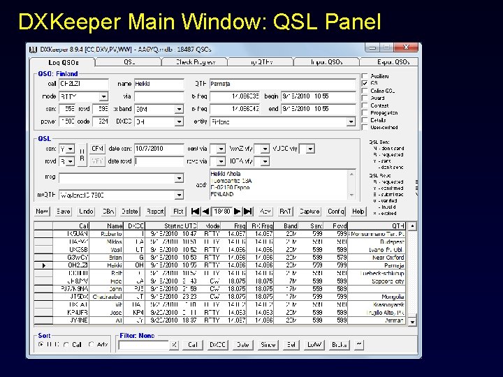 DXKeeper Main Window: QSL Panel 