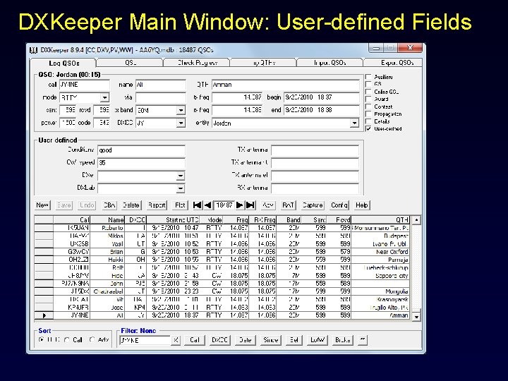 DXKeeper Main Window: User-defined Fields 