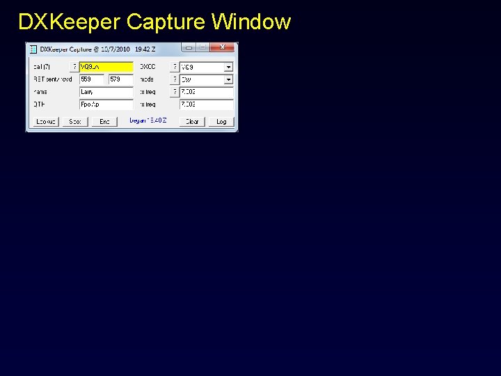 DXKeeper Capture Window 