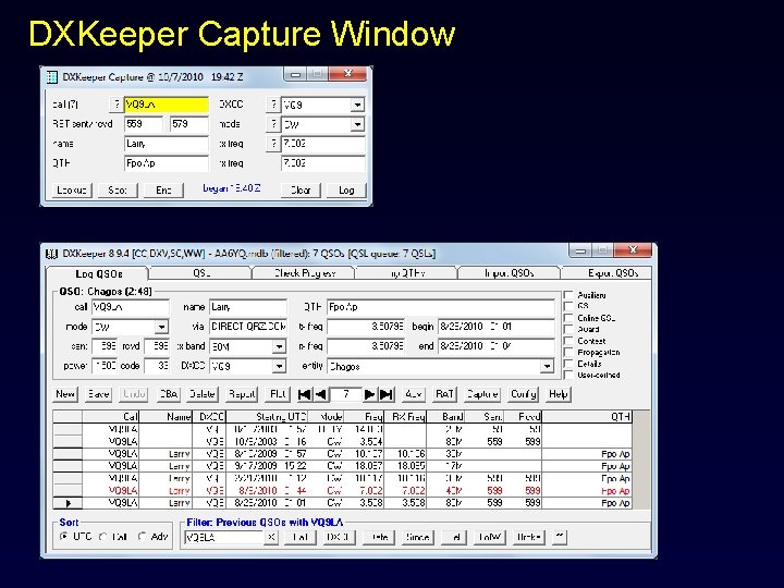 DXKeeper Capture Window 