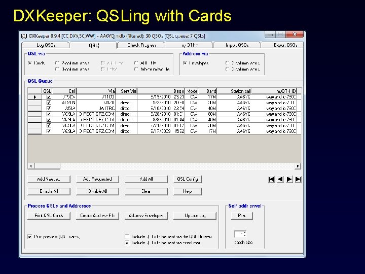 DXKeeper: QSLing with Cards 