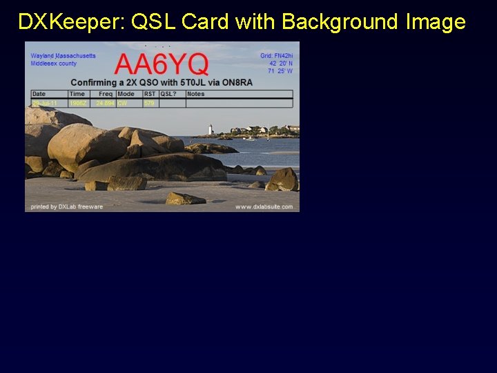 DXKeeper: QSL Card with Background Image 
