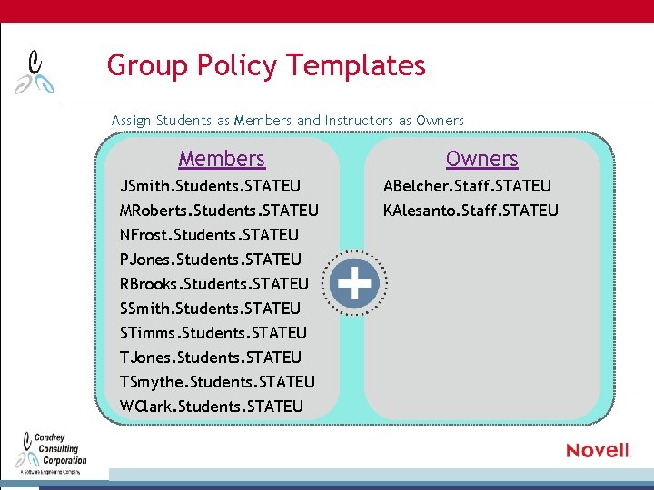 Group Policy Templates Assign Students as Members and Instructors as Owners Members Owners JSmith.