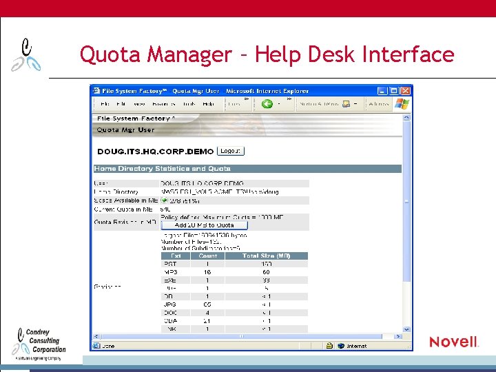 Quota Manager – Help Desk Interface 