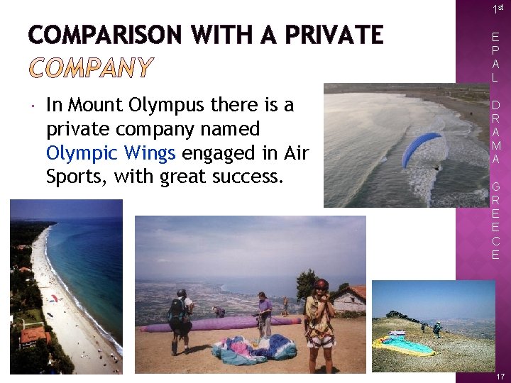 1 st COMPARISON WITH A PRIVATE In Mount Olympus there is a private company