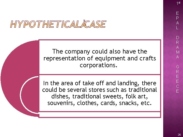 1 st E P A L The company could also have the representation of