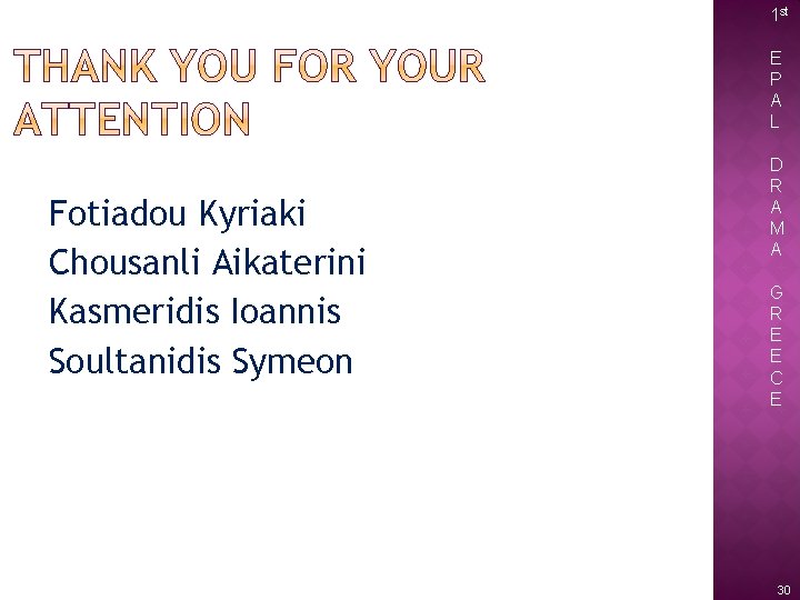 1 st E P A L Fotiadou Kyriaki Chousanli Aikaterini Kasmeridis Ioannis Soultanidis Symeon