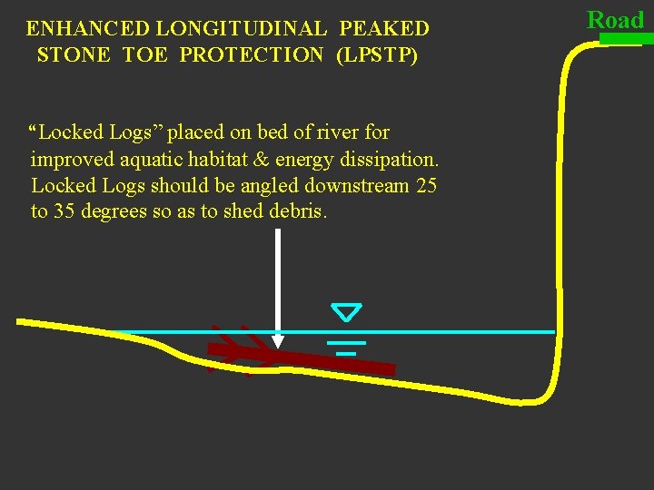ENHANCED LONGITUDINAL PEAKED STONE TOE PROTECTION (LPSTP) “Locked Logs” placed on bed of river
