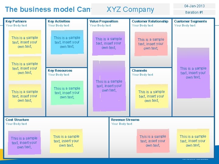 The business model Canvas XYZ Company Key Partners Your Body text This is a