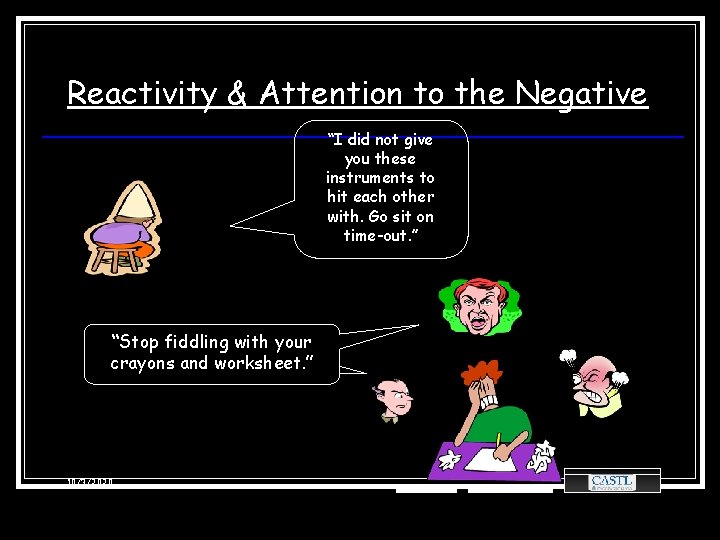Reactivity & Attention to the Negative “I did not give you these instruments to