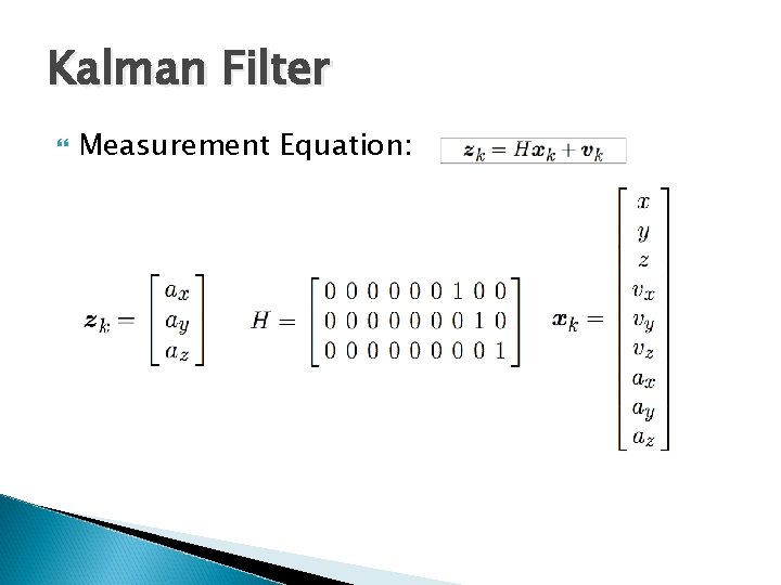 Kalman Filter Measurement Equation: 