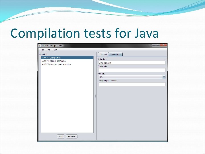 Compilation tests for Java 