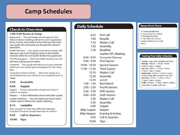 Camp Schedules 