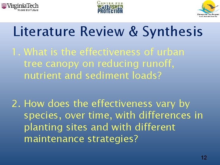 Literature Review & Synthesis 1. What is the effectiveness of urban tree canopy on