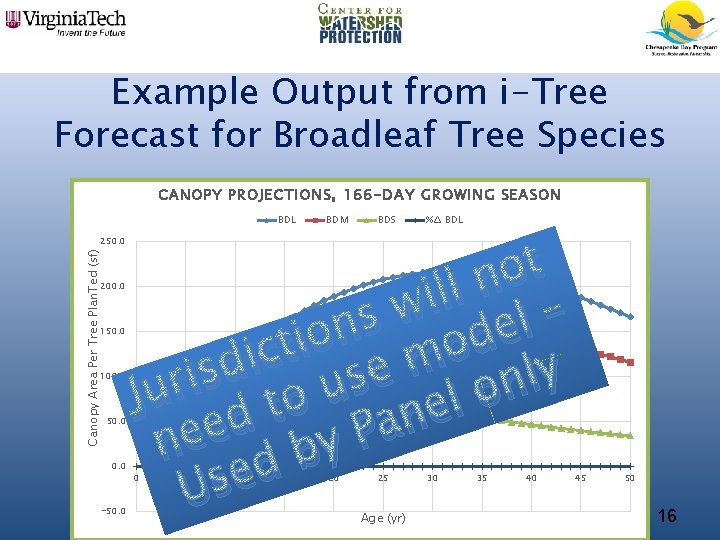 Example Output from i-Tree Forecast for Broadleaf Tree Species CANOPY PROJECTIONS, 166 -DAY GROWING