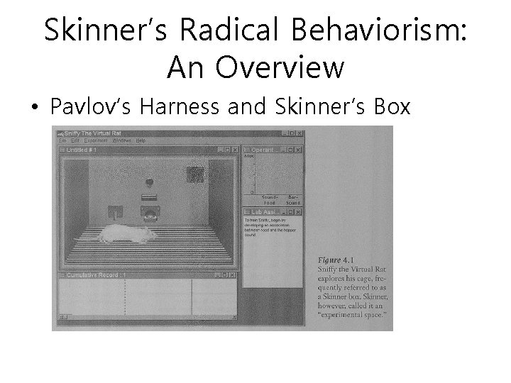 Skinner’s Radical Behaviorism: An Overview • Pavlov’s Harness and Skinner’s Box 