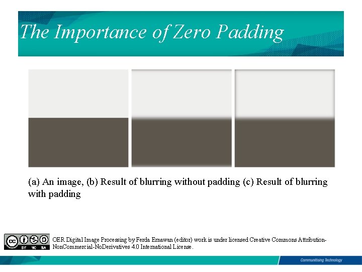 The Importance of Zero Padding (a) An image, (b) Result of blurring without padding