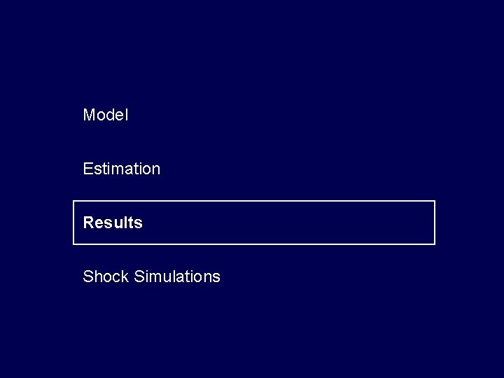 Model Estimation Results Shock Simulations 