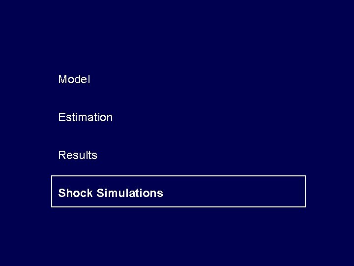 Model Estimation Results Shock Simulations 