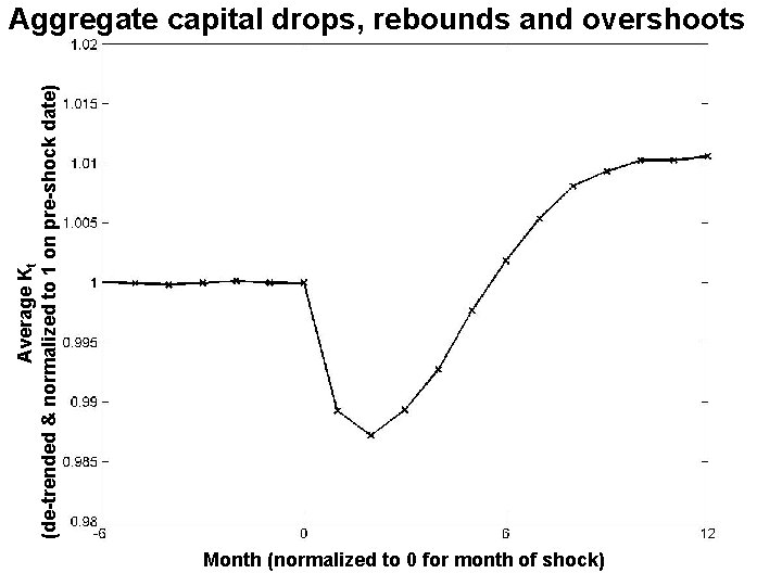 Average Kt (de-trended & normalized to 1 on pre-shock date) Aggregate capital drops, rebounds