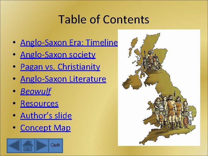 Table of Contents • • Anglo-Saxon Era: Timeline Anglo-Saxon society Pagan vs. Christianity Anglo-Saxon