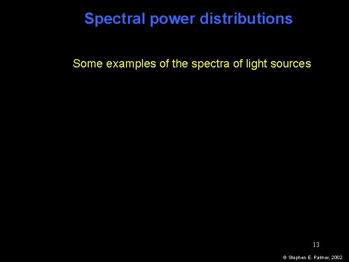 Spectral power distributions Some examples of the spectra of light sources 13 © Stephen