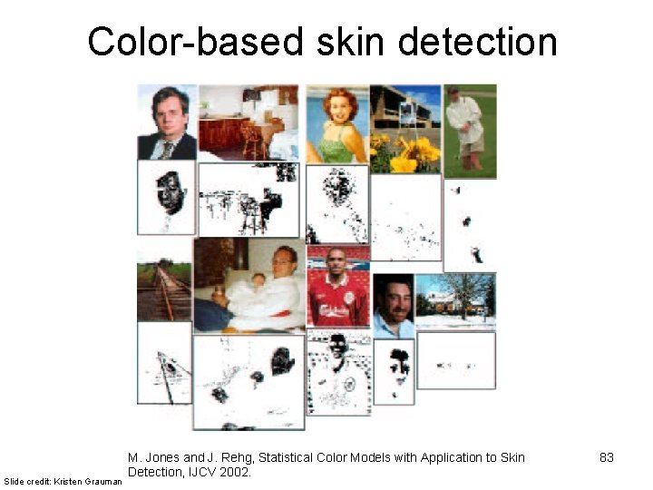Color-based skin detection Slide credit: Kristen Grauman M. Jones and J. Rehg, Statistical Color