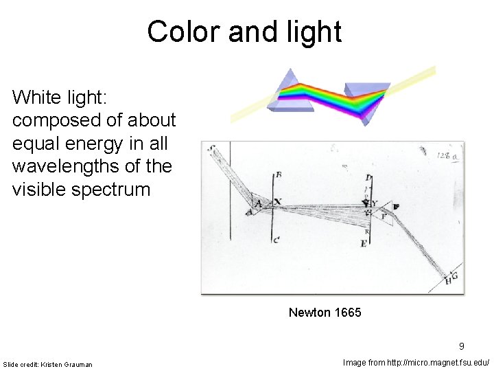 Color and light White light: composed of about equal energy in all wavelengths of