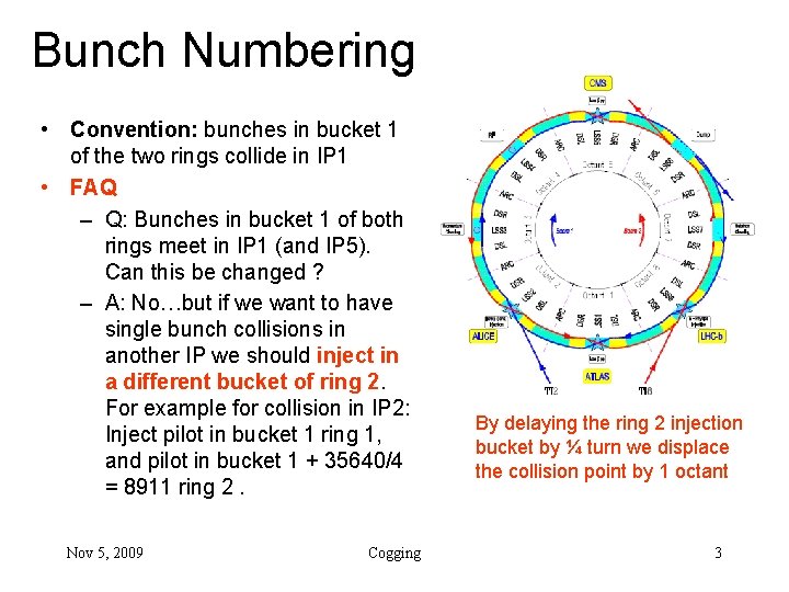Bunch Numbering • Convention: bunches in bucket 1 of the two rings collide in