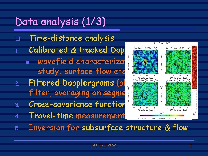 Data analysis (1/3) o 1. 2. 3. 4. 5. Time-distance analysis Calibrated & tracked