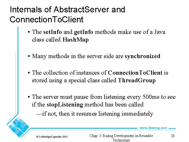 Internals of Abstract. Server and Connection. To. Client • The set. Info and get.