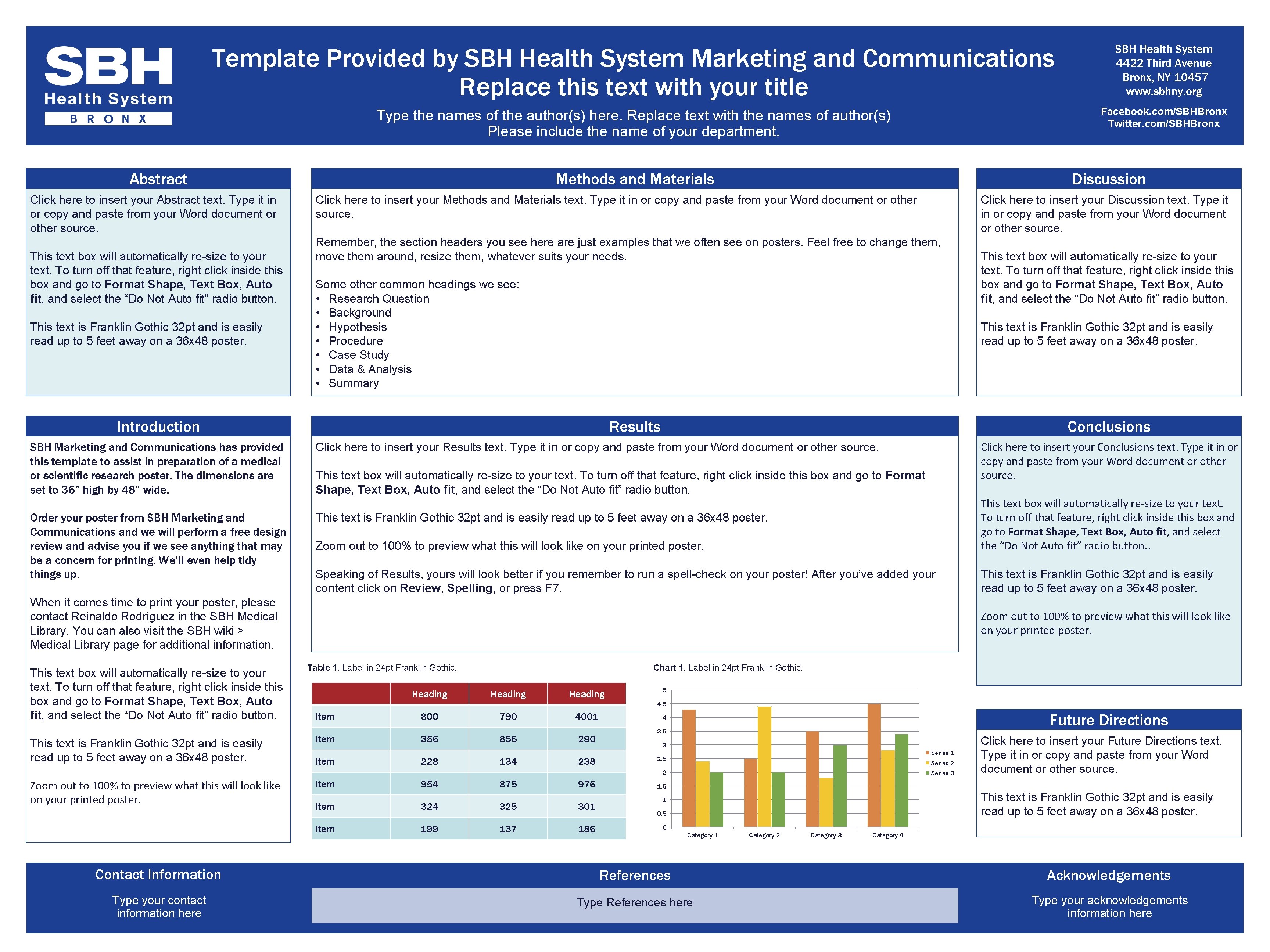 Template Provided by SBH Health System Marketing and Communications Replace this text with your
