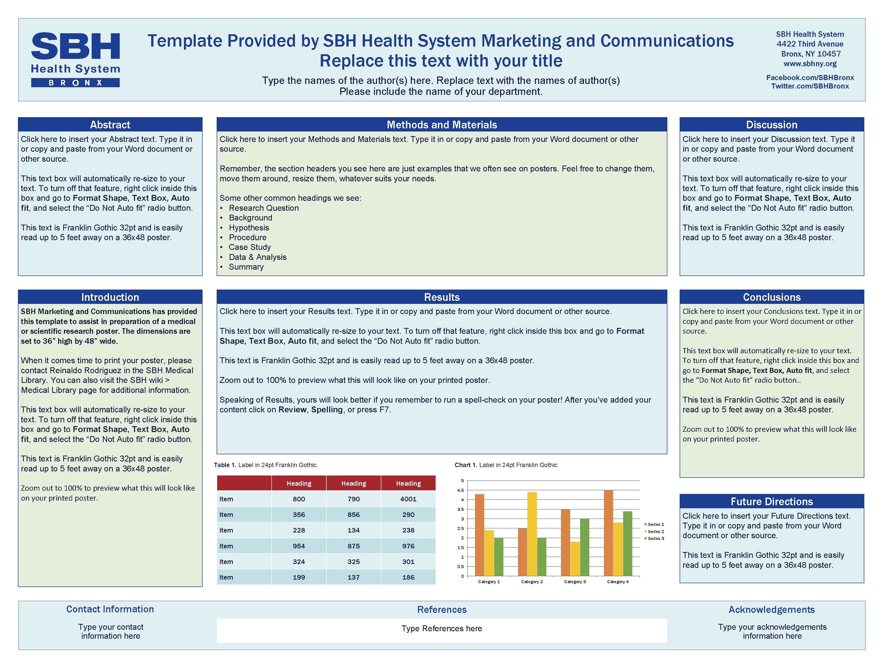 Template Provided by SBH Health System Marketing and Communications Replace this text with your