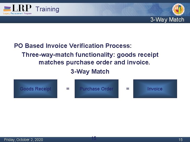 Training 3 -Way Match PO Based Invoice Verification Process: Three-way-match functionality: goods receipt matches