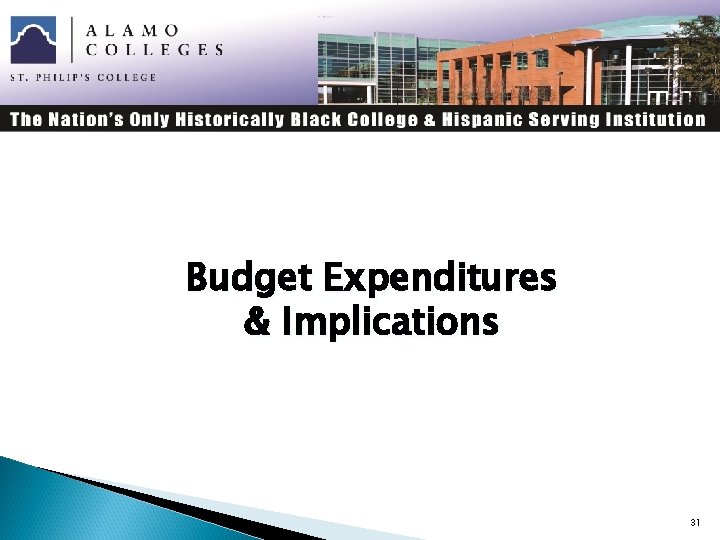 Budget Expenditures & Implications 31 