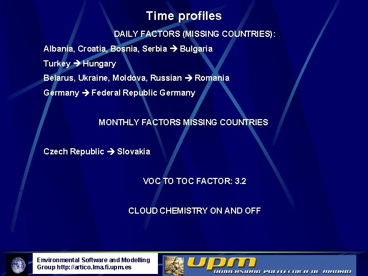 Time profiles DAILY FACTORS (MISSING COUNTRIES): Albania, Croatia, Bosnia, Serbia Bulgaria Turkey Hungary Belarus,