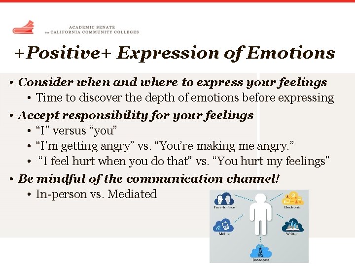 +Positive+ Expression of Emotions • Consider when and where to express your feelings •