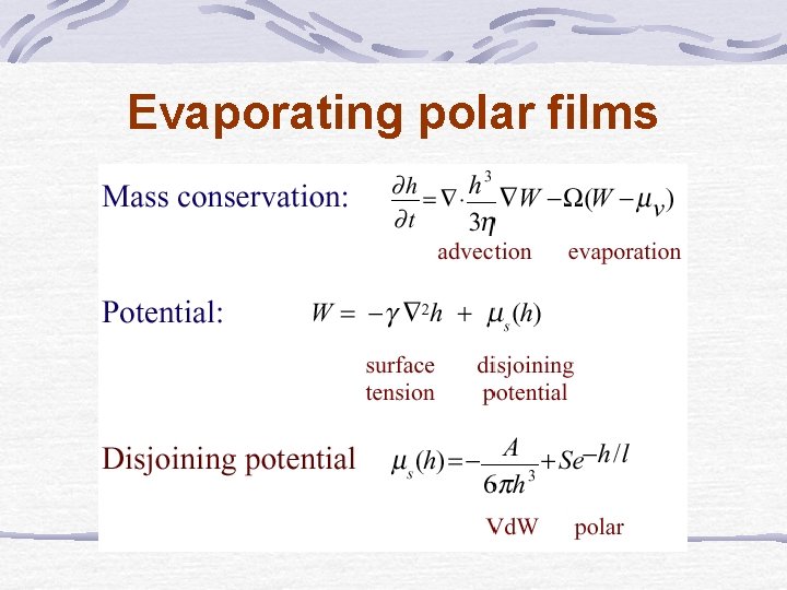 Evaporating polar films 